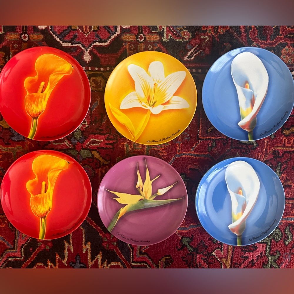 Colorful Floral Decorative Plates 6 Givenchy limited edition from Neiman Marcus